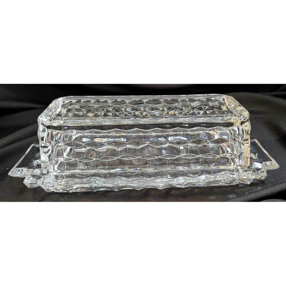 Vintage Fostoria American Clear Glass 1/4 lb Covered Butter Dish w/ Lid